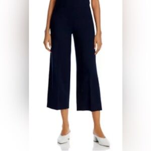 NWT Women’s Rebecca Taylor Navy Side Zip Cropped Stretchy Wide Leg Pants Size 10